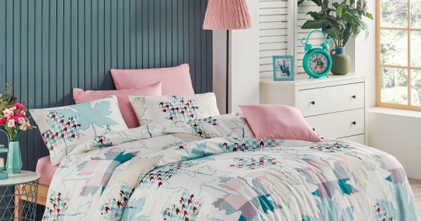 Duvet Cover Sets PHP Rich Cotton Duvet Cover Set - 3-Piece Damask Print With 2 Pillow Shams (Double Size) Double Bedding Set